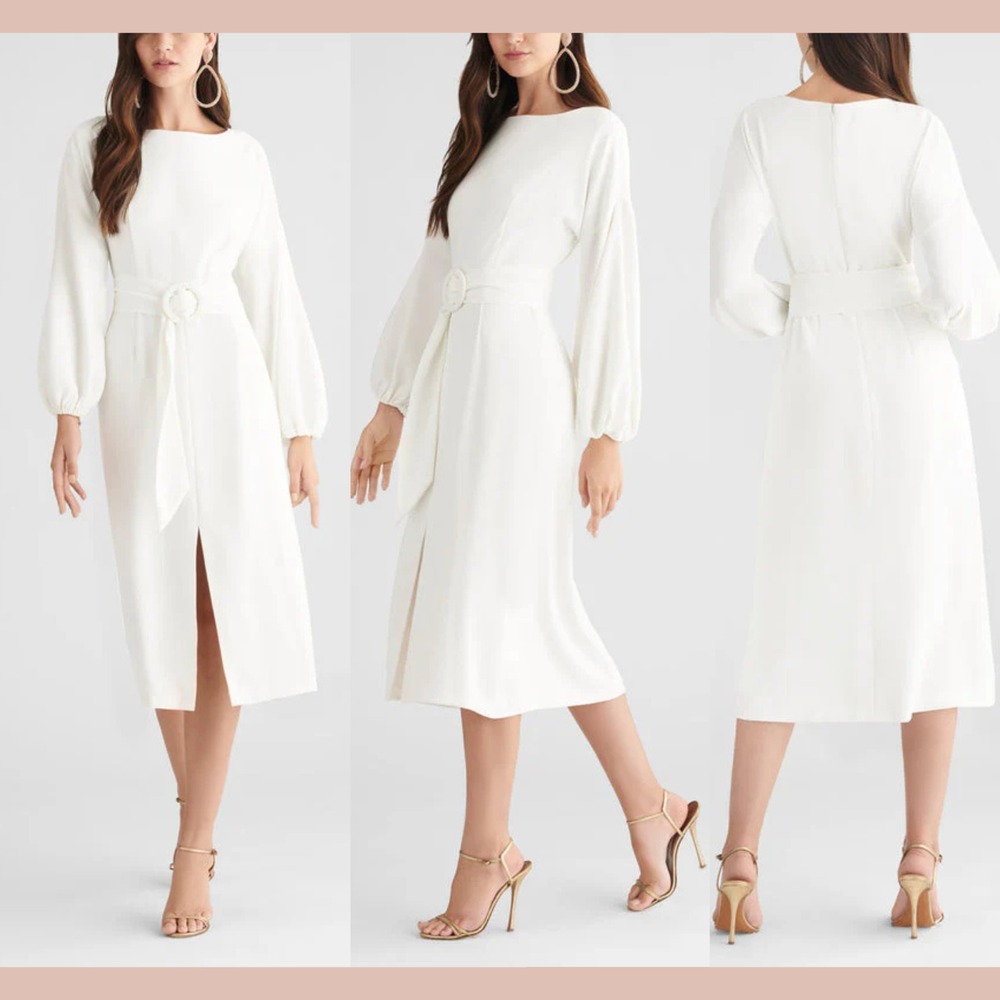 NWT $450‎ Sachin & Babi [ 0 ] Long Sleeve Sheath Annie Gown in Ivory White